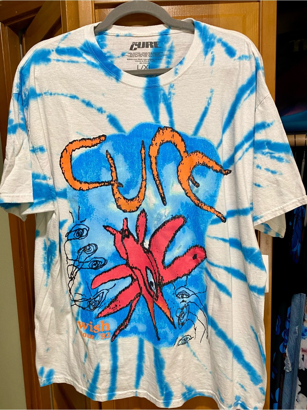 The Cure ' Tie-Dye Graphic Tee - Blue & White Wish Tour NWT